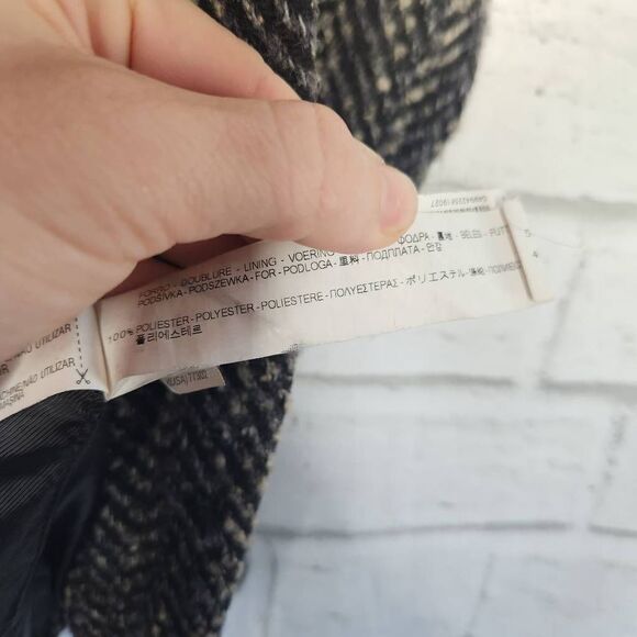 Zara Basic Women's Gray Textured Tweed Full Zip Lined Hooded Coat Size Small - Picture 14 of 15